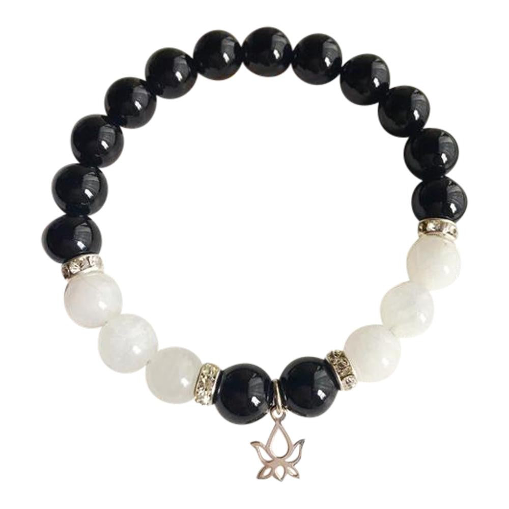 Balancing Emotions - Black Onyx & Moonstone Sterling Silver Bracelet