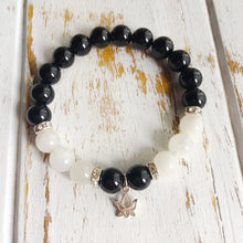 Load image into Gallery viewer, Balancing Emotions - Black Onyx &amp; Moonstone Sterling Silver Bracelet