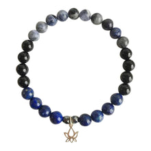 Load image into Gallery viewer, Black Onyx, Hematite, Lapis Lazuli and Sodalite Sterling Silver Bracelet