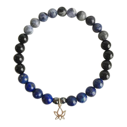 Black Onyx, Hematite, Lapis Lazuli and Sodalite Sterling Silver Bracelet