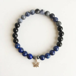 Black Onyx, Hematite, Lapis Lazuli and Sodalite Sterling Silver Bracelet