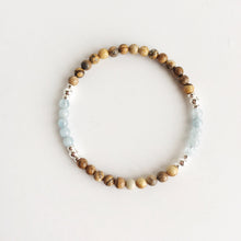 Load image into Gallery viewer, Opening Up - Aquamarine &amp;  Picture Jasper Sterling Silver Bracelet