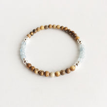 Load image into Gallery viewer, Opening Up - Aquamarine &amp;  Picture Jasper Sterling Silver Bracelet